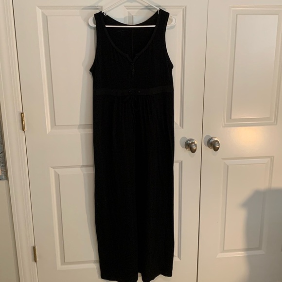 Women’s Large Eddie Bauer 100% Cotton, Black Maxi Dress w/Adjustable Waist Tie - Picture 15 of 15
